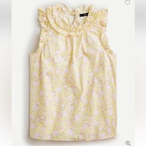 J. Crew Light Yellow Floral Sleeveless Blouse